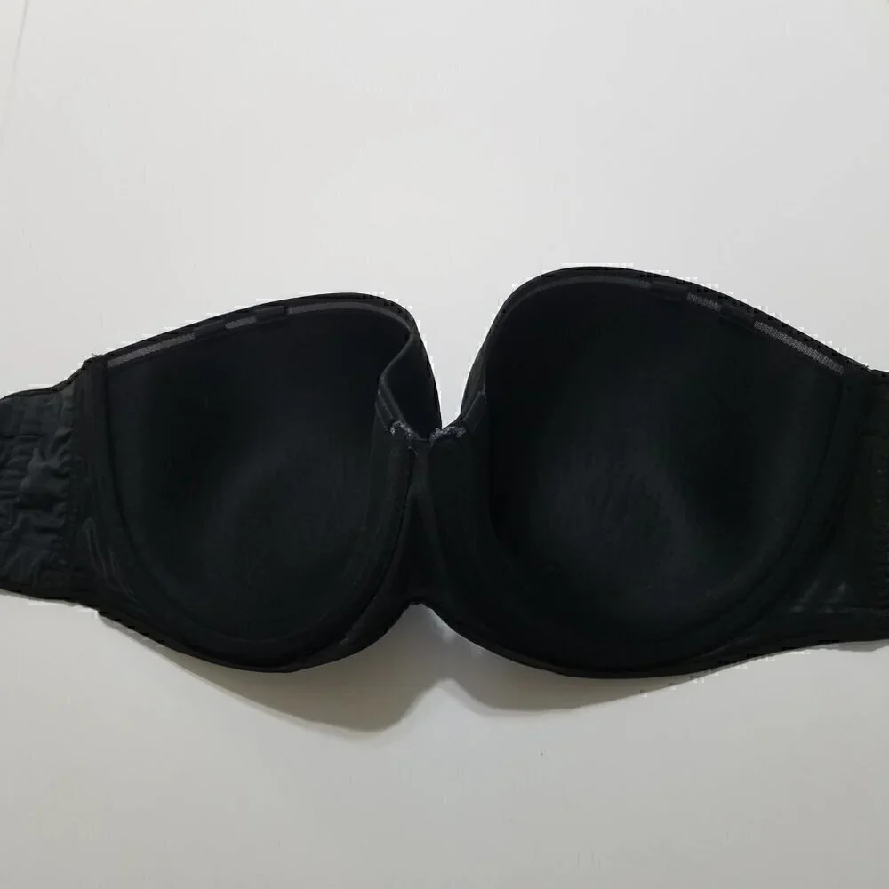 Cacique Lightly Lined Strapless Bra Black Size 40F